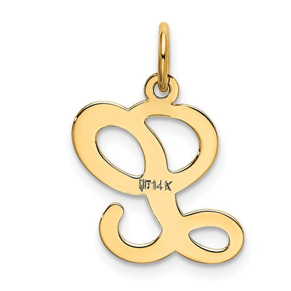 14k Yellow Gold Script Letter L Initial Charm Pendant for Women