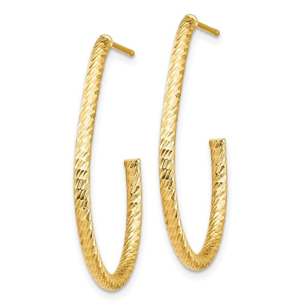 14k Yellow Gold Polished Diamond-cut Dangle Earrings