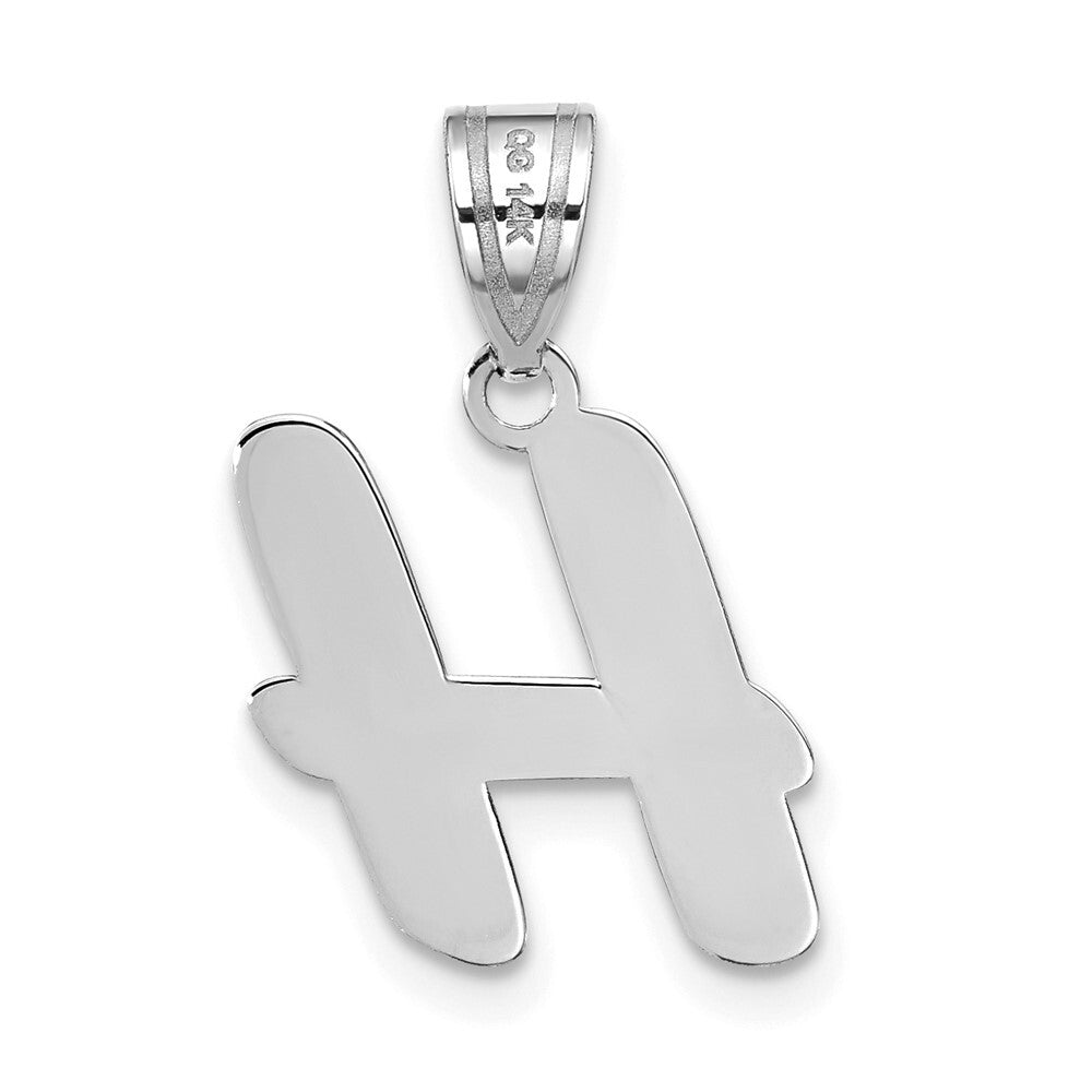 14k White Gold Polished Script Letter H Initial Pendant for Women