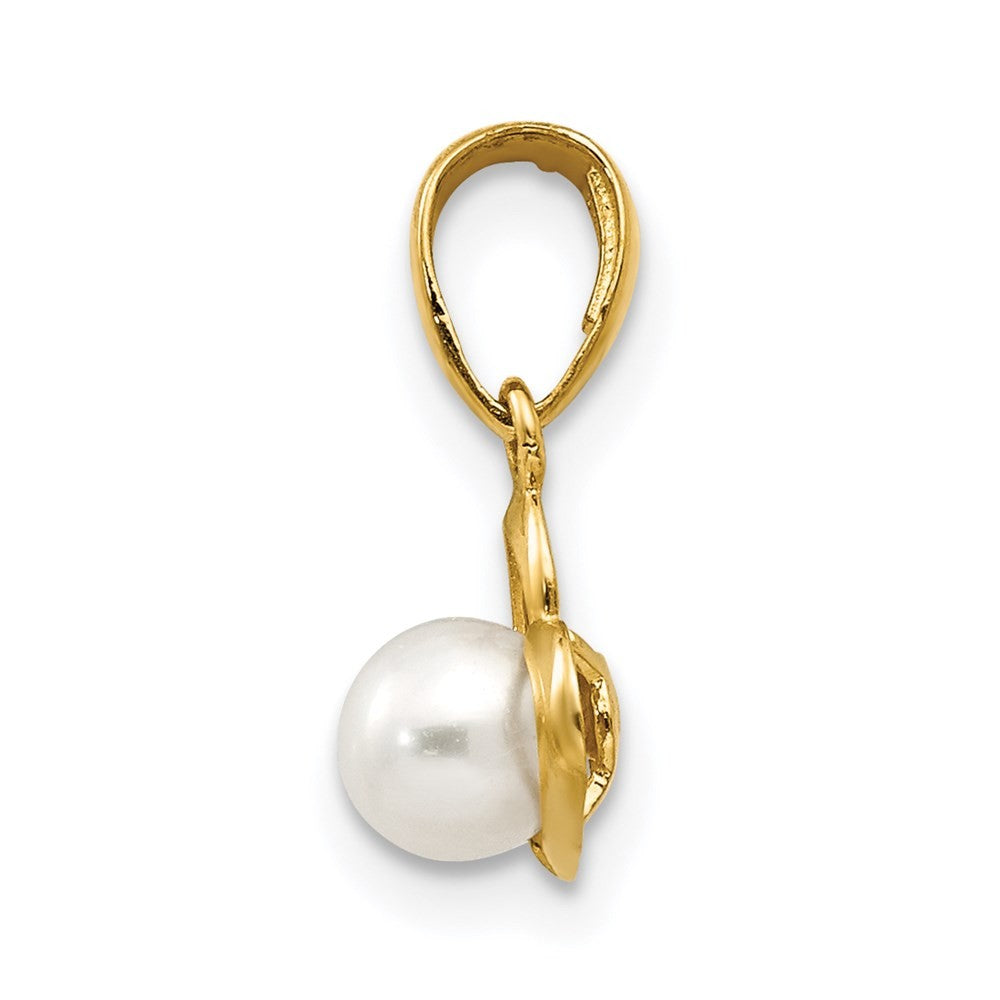14k Yellow Gold FW Cultured Pearl Children's Heart Pendant