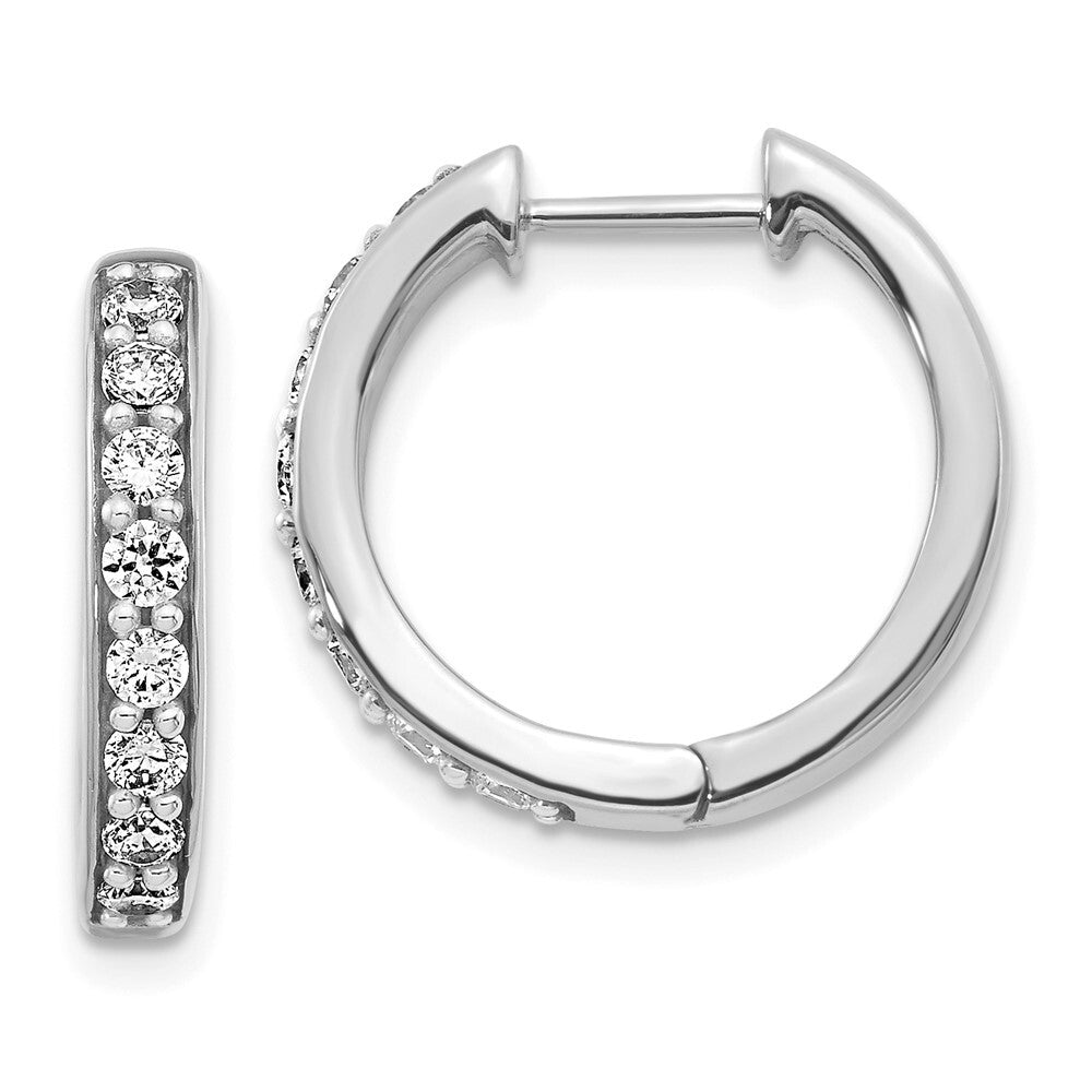 14k White Gold Diamond Hinged Hoop Earrings