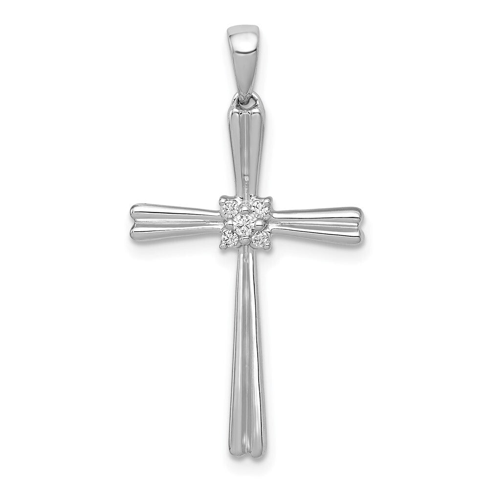 14k White Gold 1/20ct. Diamond Cross Pendant for Women