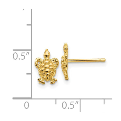14k Yellow Gold Mini Turtle Stud Earrings