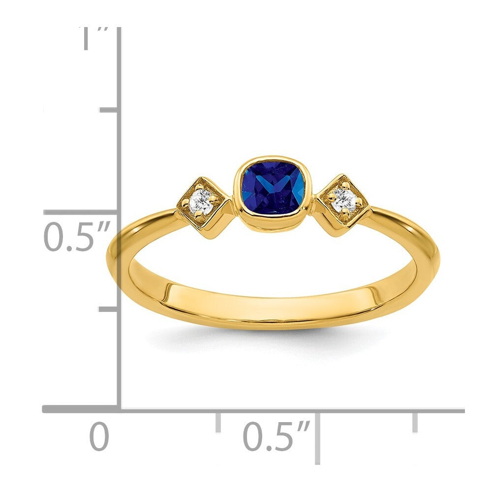 14K Yellow Gold Sapphire and Diamond Ring Size 7