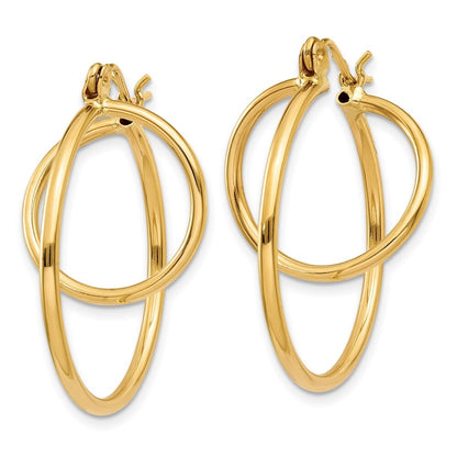 14k Yellow Gold Fashion Circle Hoop Earrings Gift for Women