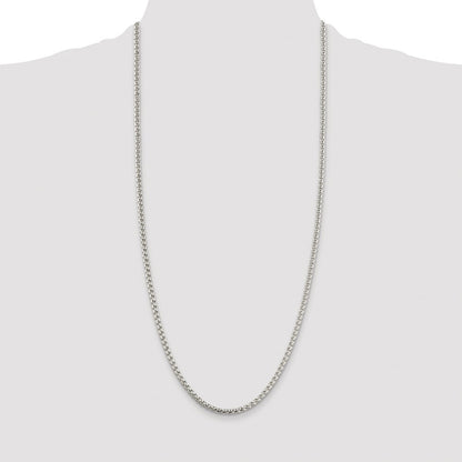 Sterling Silver Rhodium-plated 3.6mm Round Box Chain