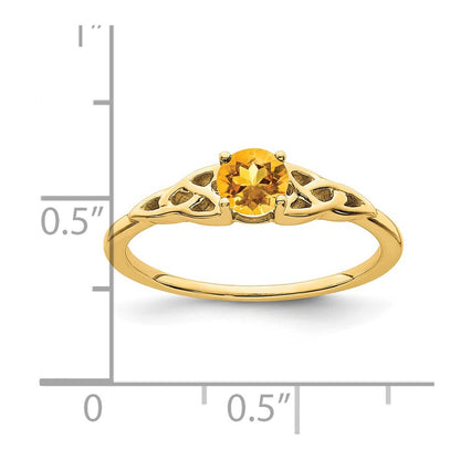 14K Yellow Gold Citrine Celtic Knot Ring Size 7