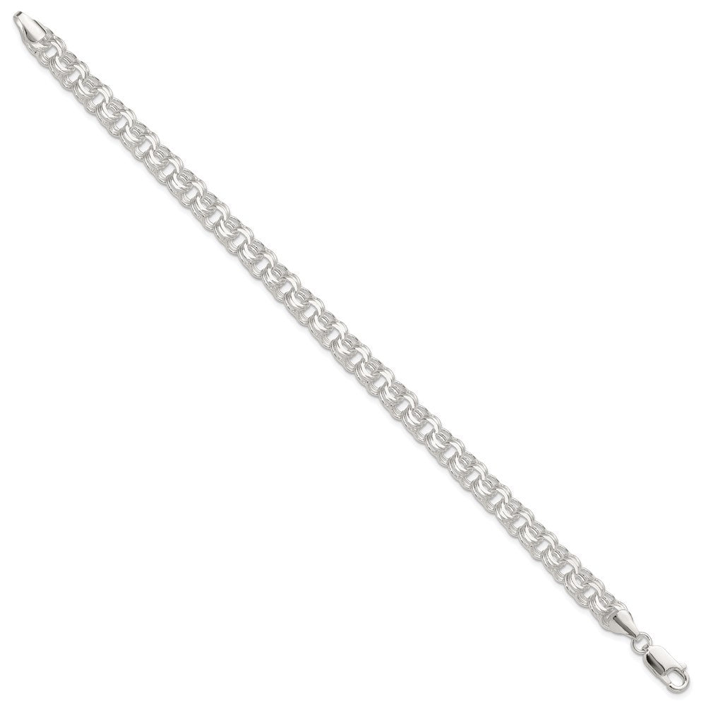 Sterling Silver Polished 7.25mm Triple Rolo Charm Bracelet