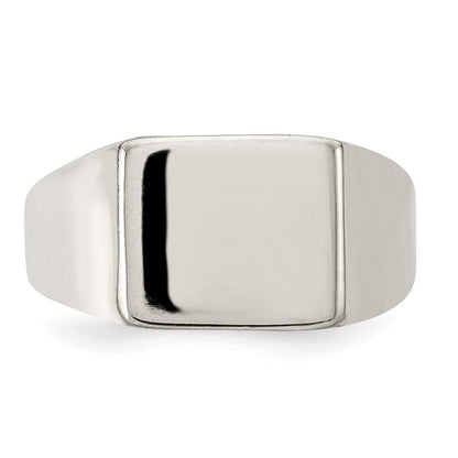 Sterling Silver 11x12mm Closed Back Signet Ring Size 11
