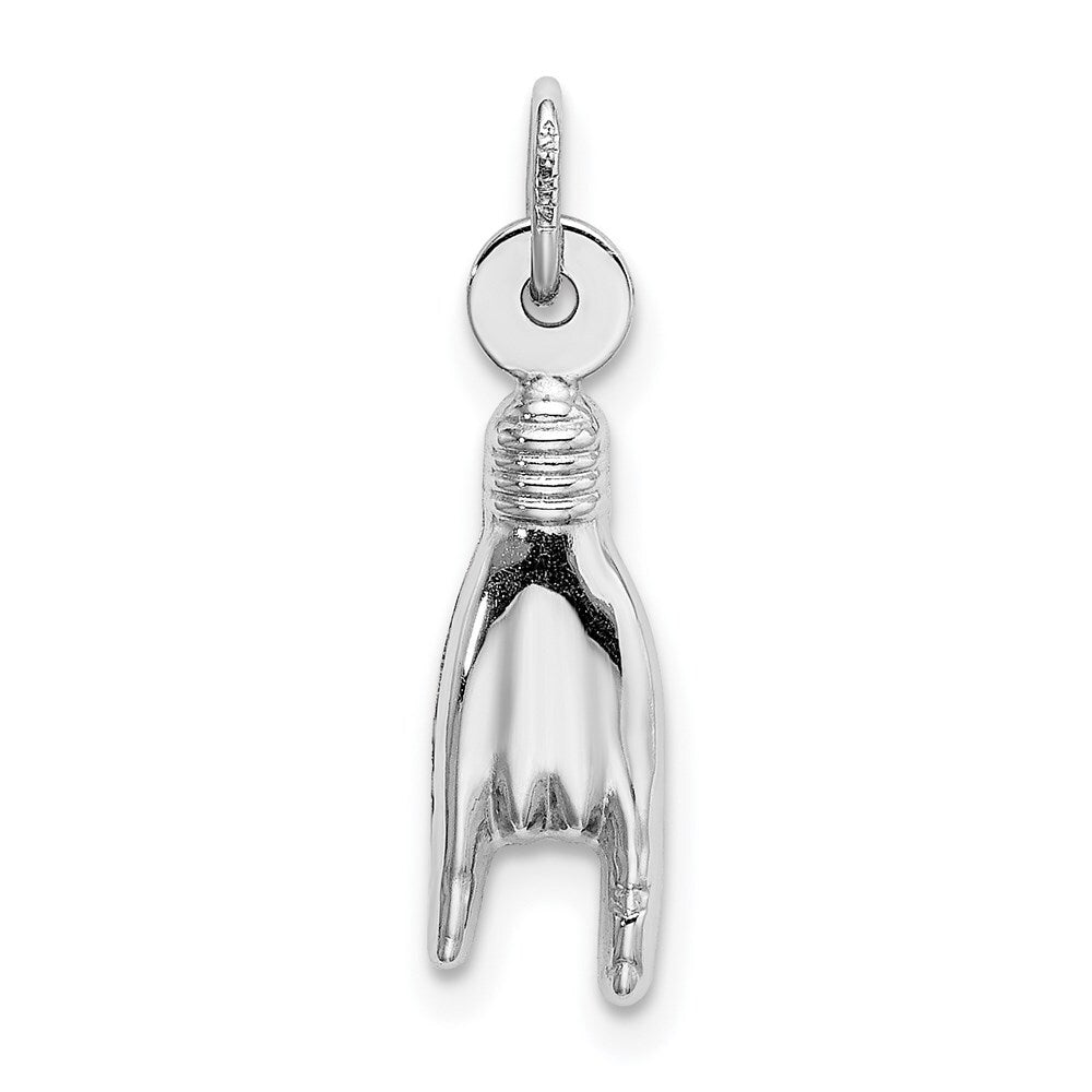 14k White Gold 3D Rock On Sign Charm Pendant for Women