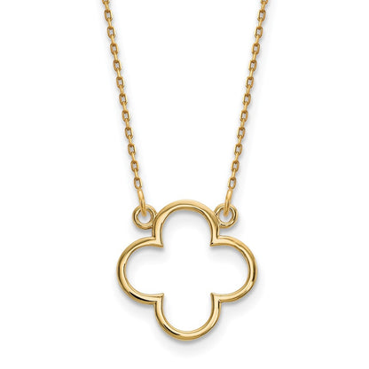 14k Yellow Gold Small necklace Quatrefoil Design