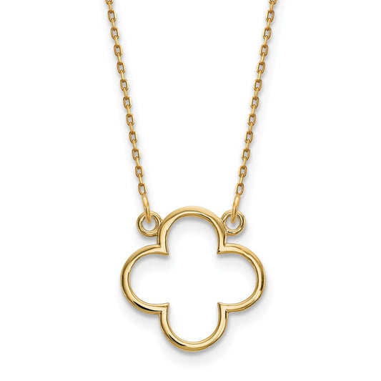 14k Yellow Gold Small necklace Quatrefoil Design
