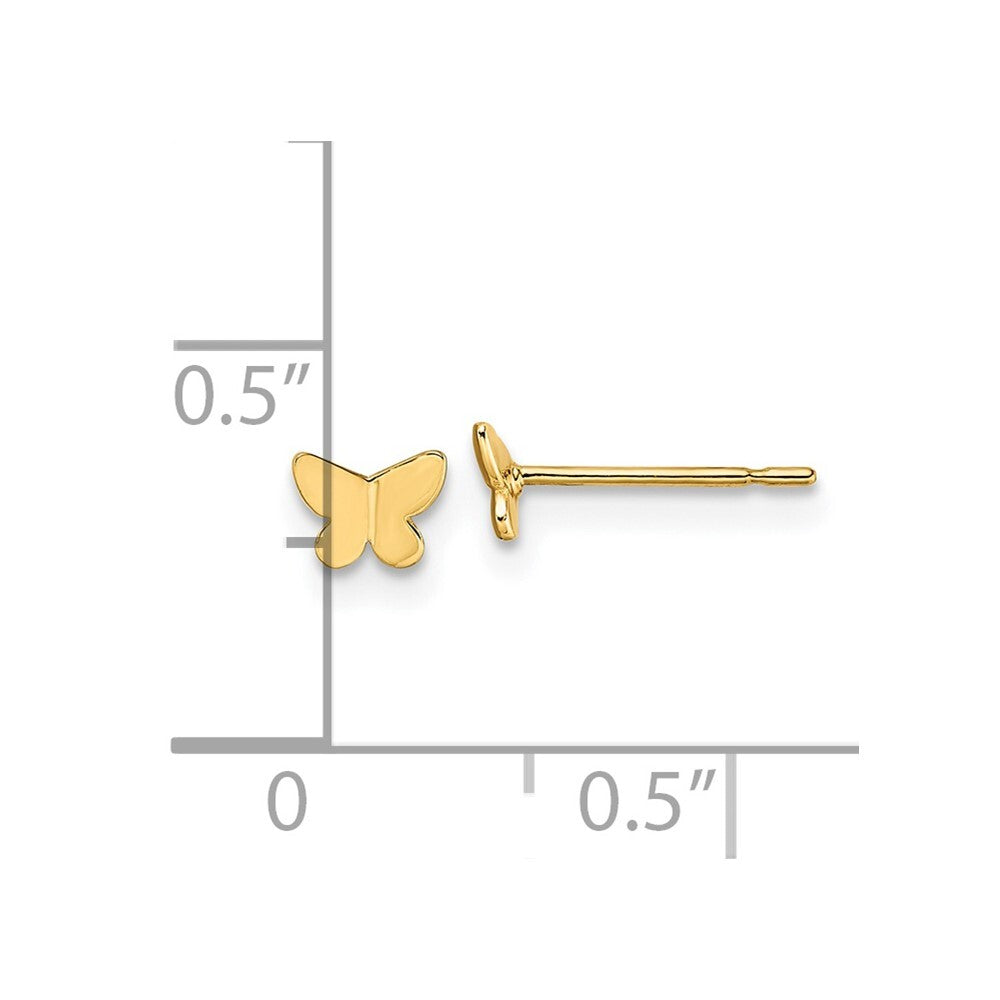 14k Yellow Gold Butterfly Stud Earrings Gift for Women