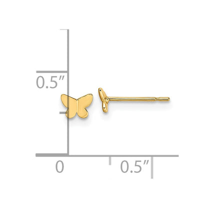14k Yellow Gold Butterfly Stud Earrings Gift for Women