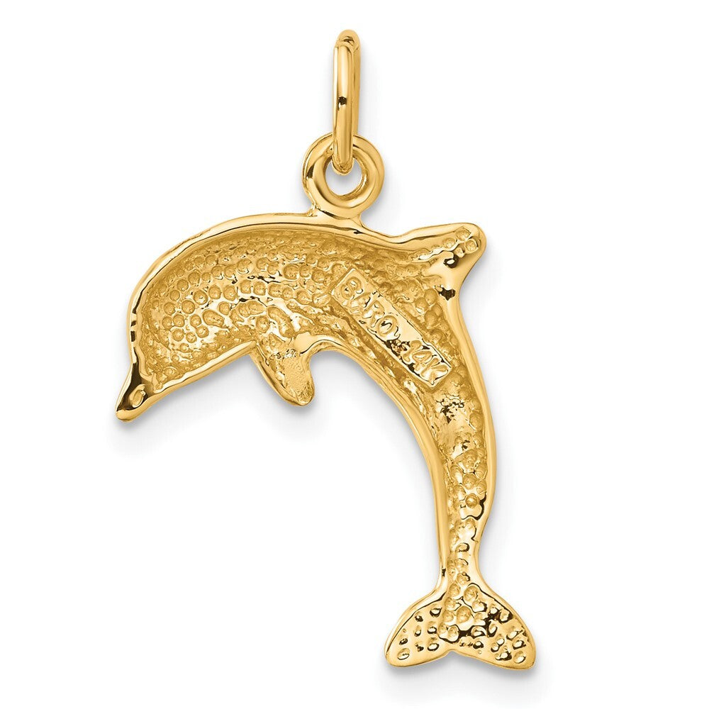 14k Yellow Gold Dolphin Charm Pendant for Women