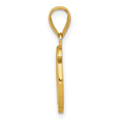 14k Yellow Gold Script Letter O Initial Pendant for Women