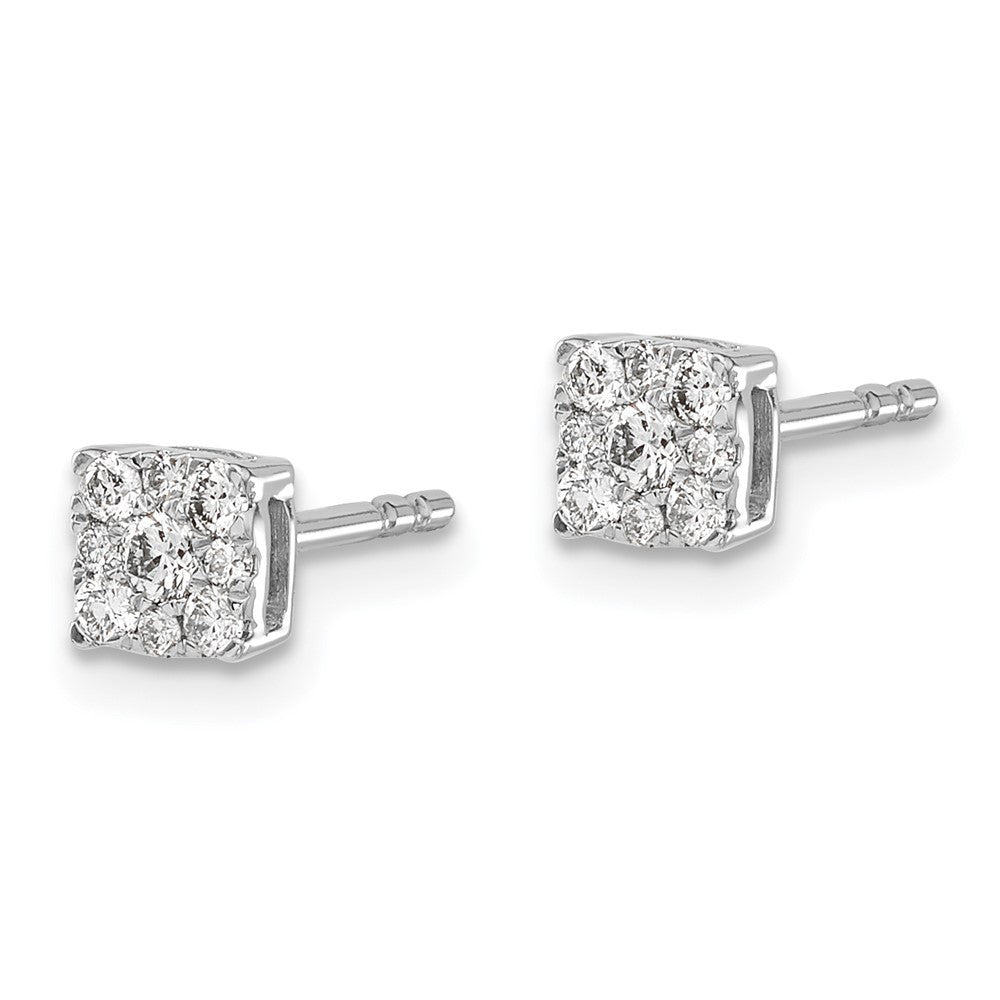 14k White Gold Diamond Cluster Earrings