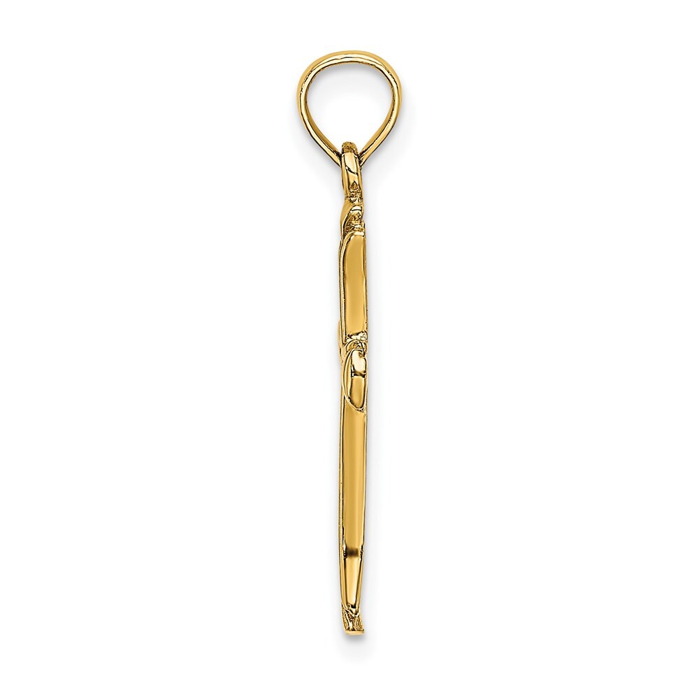 14k Yellow Gold Polished Beveled Cut-out Cross Pendant for Women