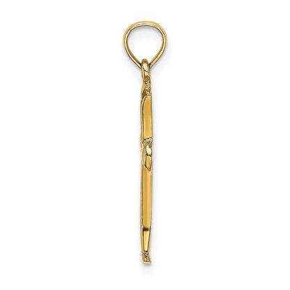 14k Yellow Gold Polished Beveled Cut-out Cross Pendant for Women