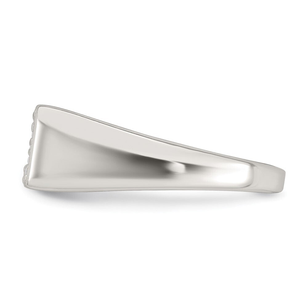 Sterling Silver Polished CZ Rectangular Men's Signet Ring Size 9