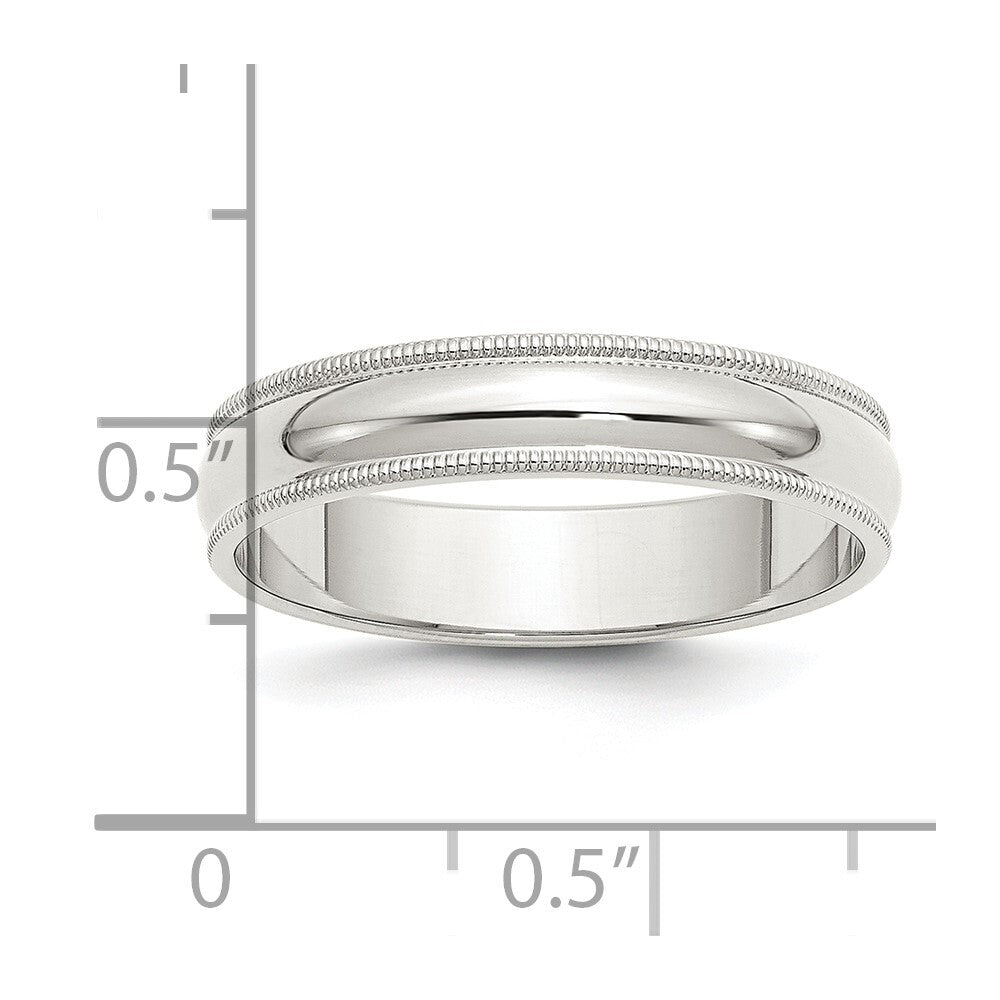 Sterling Silver 5mm Half Round Milgrain Size 6 Band Ring