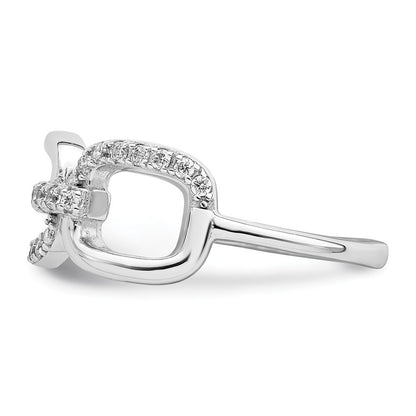 Sterling Silver Rhodium-plated Polished CZ 3 Square Ring Size 8
