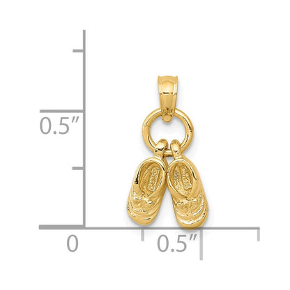 14k Yellow Gold 3-D Moveable Baby Shoes Charm