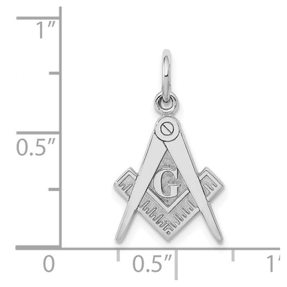 14k White Gold Polished & Textured Masonic Symbol Charm Pendant for Women