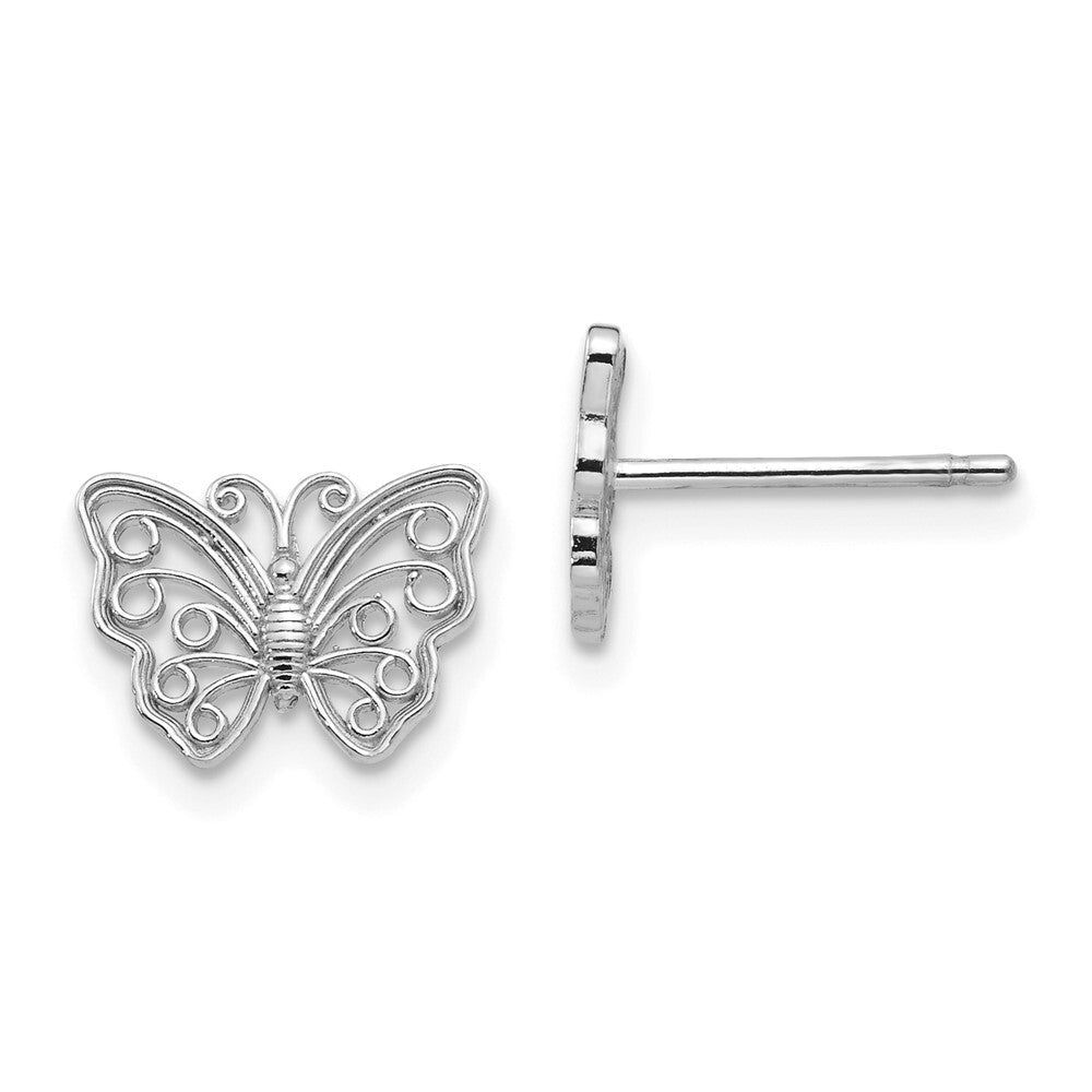 14K White Gold Butterfly Stud Earrings