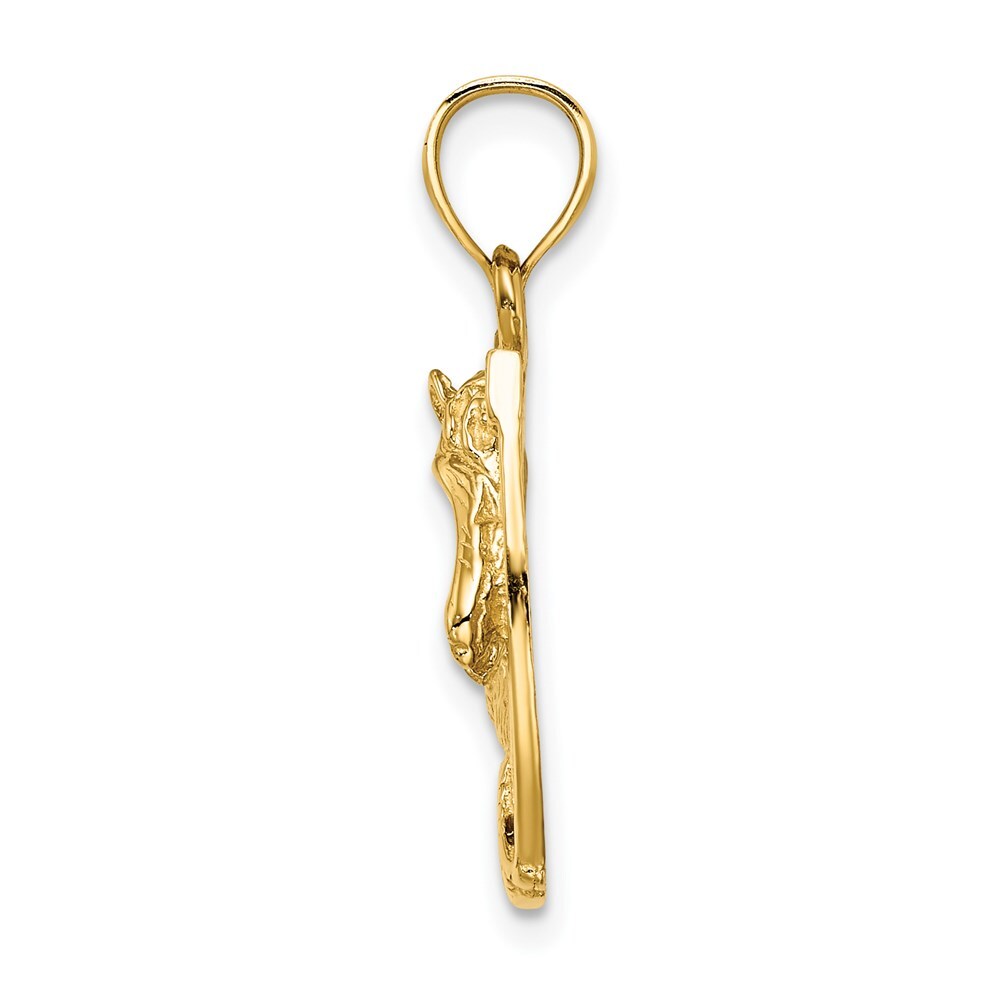 14k Yellow Gold Horse Head In Horseshoe  Enameled Charm Pendant for Women