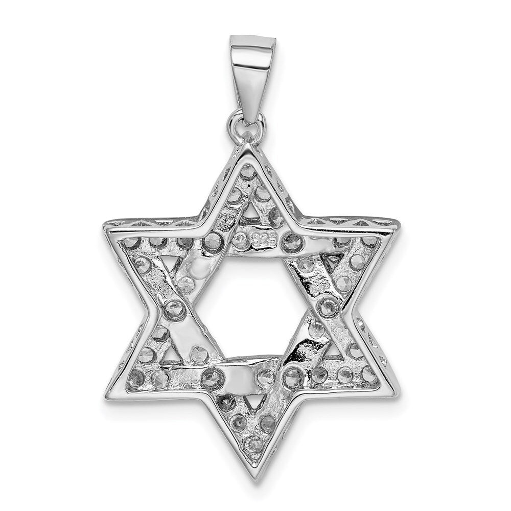 Sterling Silver Rhodium-plated Cubic Zirconia Star of David Pendant