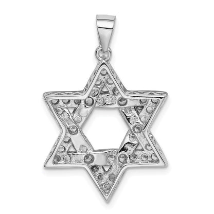 Sterling Silver Rhodium-plated Cubic Zirconia Star of David Pendant