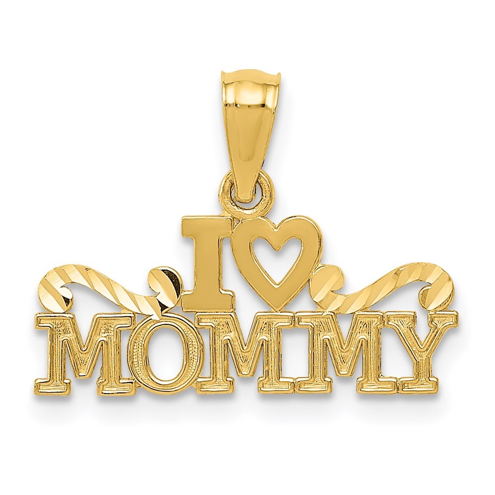 14k Yellow Gold I HEART MOMMY Pendant