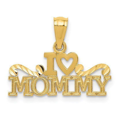 14k Yellow Gold I HEART MOMMY Pendant