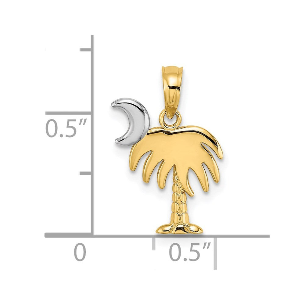 14k Yellow Gold w/ Rhodium Charleston Palm Tree Charm
