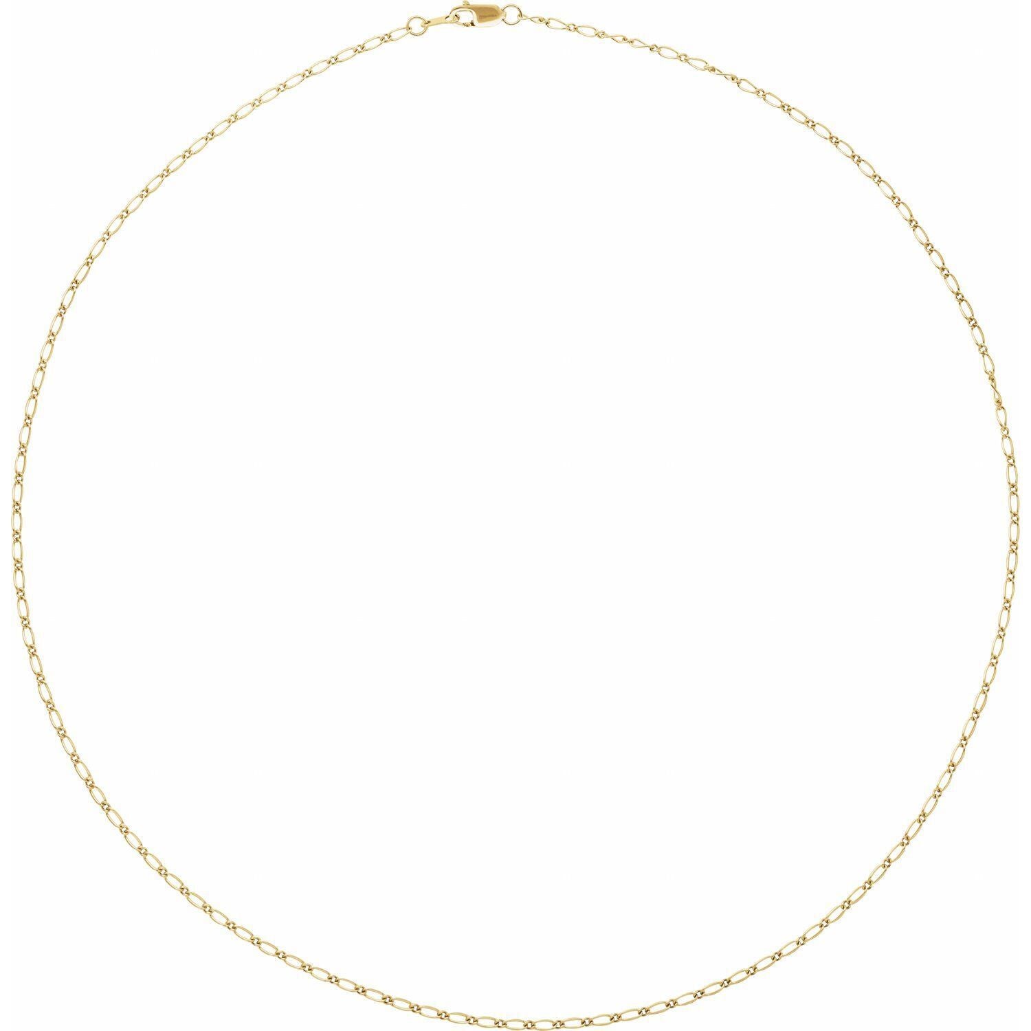 14k Yellow Gold 1.5 mm Figaro 16" Chain Necklace Fine Gift for Women