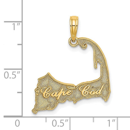 14k Yellow Gold CAPE COD Map Charm Pendant for Women