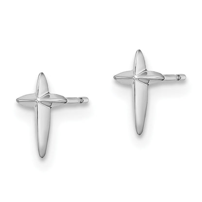 14k White Gold Cross Stud Earrings Gift for Women