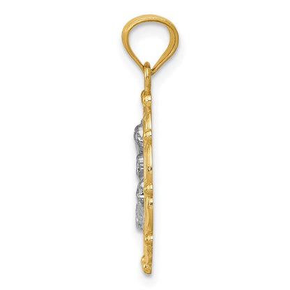 14k Yellow Gold Rhodium Mother Holding Baby Pendant for Women