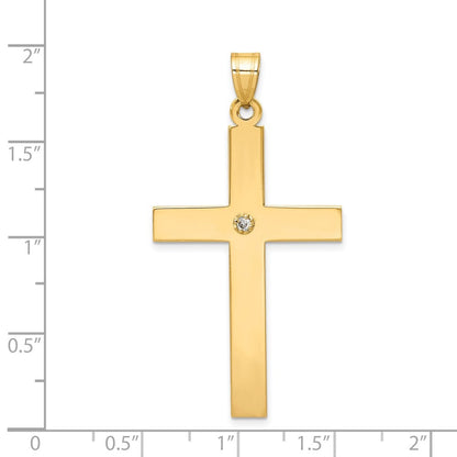 14k Yellow Gold Polished .03ct. Diamond Cross Pendant