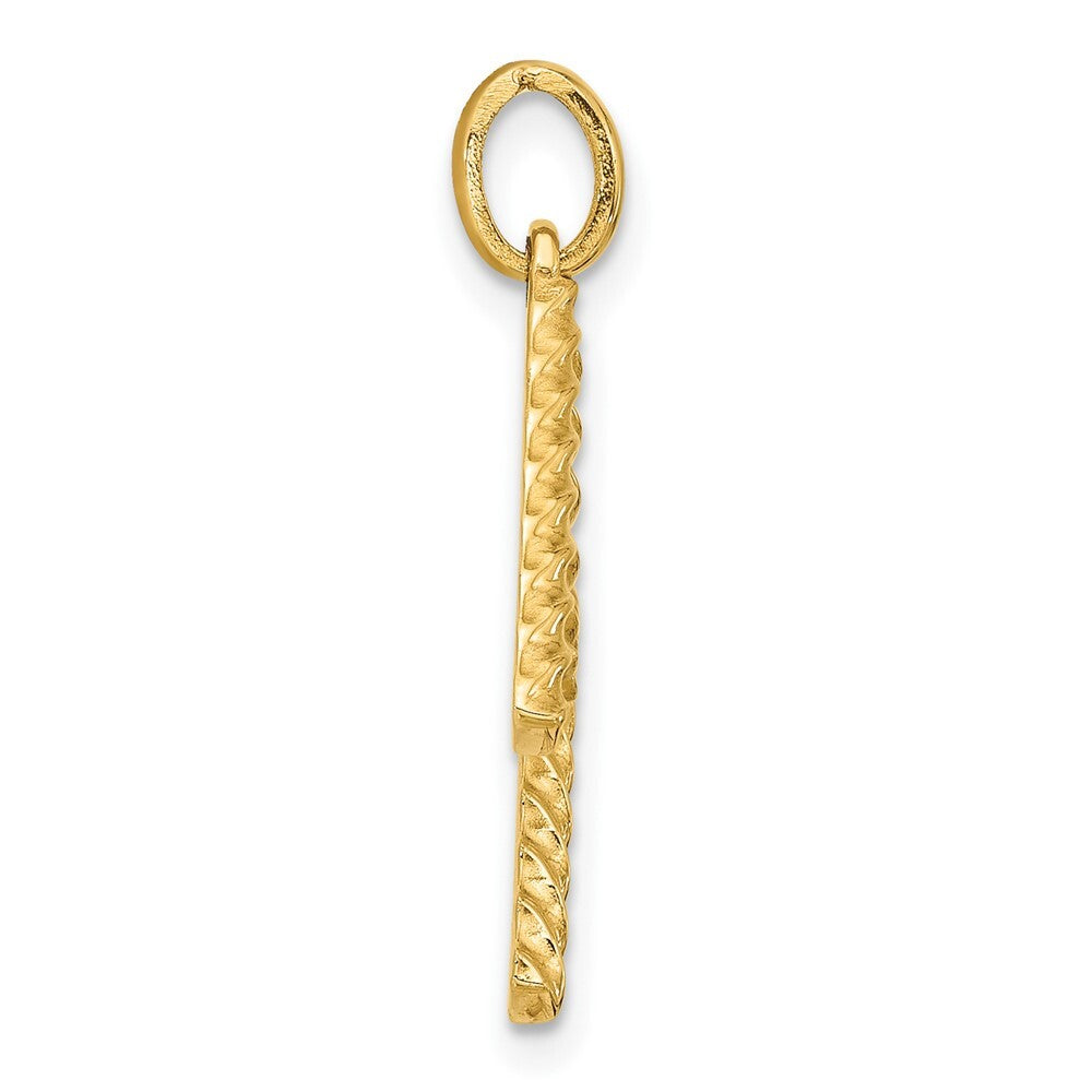 14k Yellow Gold Fancy Twist Letter M Pendant for Women