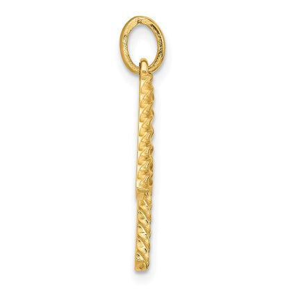 14k Yellow Gold Fancy Twist Letter M Pendant for Women