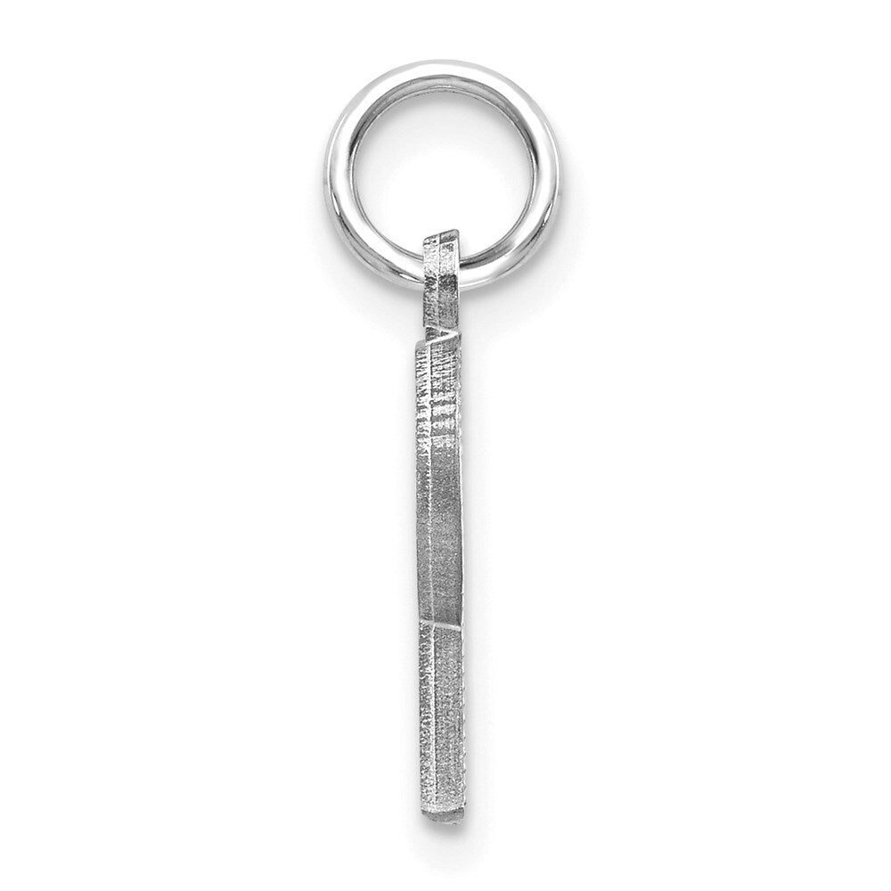 14k White Gold Satin Diamond-cut Letter R Initial Charm Pendant for Women