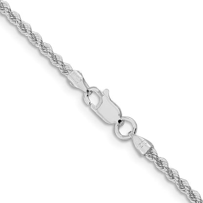 Sterling Silver Rhodium-plated 2.3mm Solid Rope Chain Necklace