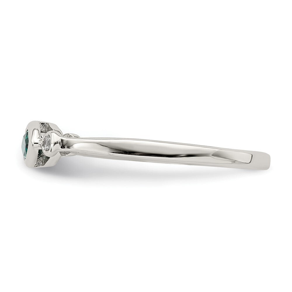 Sterling Silver Rhod-platd Polished Created Emerald/White Topaz Ring Size 6