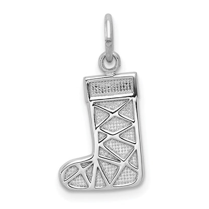 14k White Gold Christmas Stocking Charm Pendant for Women