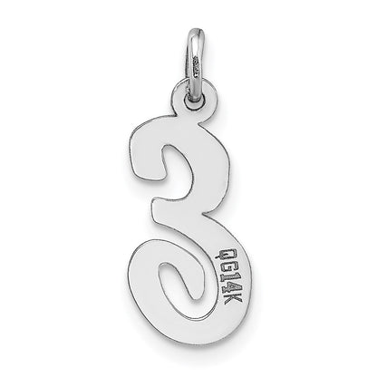 14k White Gold Medium Script Letter E Initial Charm Pendant
