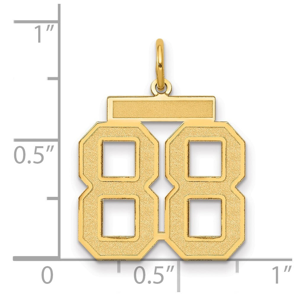 14k Yellow Gold Medium Satin Number 88 Charm Pendant for Women