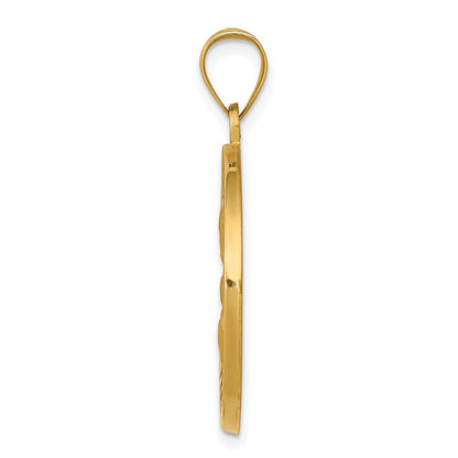 14k Yellow Gold Polished and Satin St Joseph Medal Hollow Pendant