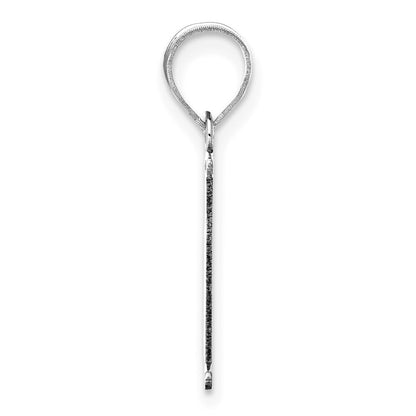 14k White Gold Polished Etched Letter E Initial Pendant for Women